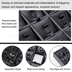 1コンパートメント木製リングプレゼンテーションボックス24個  PUレザーで覆われた  ブラック  18x25x3.2cm  コンパートメント：3.8x3.6x1.8センチメートル&nbsp;RDIS-PH0001-007