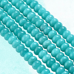 2連天然白翡翠ビーズ連  染め  ロンデル  シアン  8x5mm  穴：1mm  約74個/連  15.15インチ（38.5cm）&nbsp;G-PA0001-23B