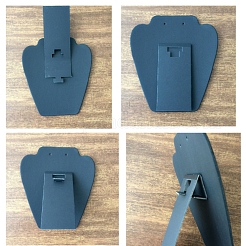 板紙ジュエリーディスプレイスタンド付きの群がった布  ネックレスバストディスプレイスタンド  ブラック  6x19x21cm&nbsp;NDIS-WH0006-02