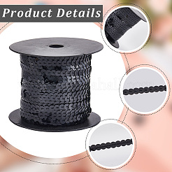 プラスチック製のパイエットビーズ2ロール  スパンコールビーズ  装飾アクセサリー  フラットラウンド  ブラック  6mm  2のロール/セット&nbsp;FIND-CY0001-13A