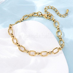 304 Stainless Steel Oval Link Chain Anklets&nbsp;AJEW-A057-06G