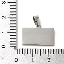 変色しない304ステンレススチールの刻印入りブランクタグペンダント  長方形のチャーム  ステンレス鋼色  14x20x1.5mm  穴：2x5mm&nbsp;STAS-B053-02P