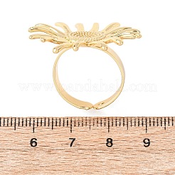真鍮のカフオープンリング  ゴールドカラー  太陽  usサイズ7 1/4(17.5mm)  花：31.5x30mm&nbsp;LS-RJEW-Z129-02G-02