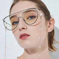 3Pcs Iron Curb Chain with Plastic Pearl Heart Bead Eyeglasses Chains&nbsp;AJEW-CN0007-84