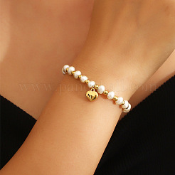 304 Stainless Steel & Imitation Pearl Charm Bracelets&nbsp;FS-WGF99C6-01