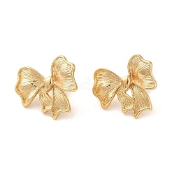 ストライプ 蝶結び 304 ステンレススチール スタッドピアス 女性用  ゴールドカラー  21x25mm&nbsp;EJEW-U003-16G