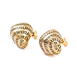 女性用レターティアドロップ真鍮スタッドピアス  18KGP本金メッキ  17x17mm&nbsp;EJEW-G391-02G