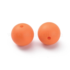 シリコンビーズ  ラウンド  ダークオレンジ  14.5~15mm  穴：2.2mm&nbsp;SIL-WH0012-001C
