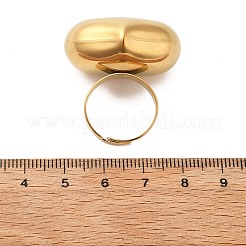 304ステンレススチール製調節可能な指輪  ハート  ゴールドカラー  22.5x30mm  内径：17mm&nbsp;LS-STAS-P395-16G