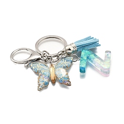 26Pcs Transparent Epoxy Resin & Transparent Acrylic & Faux Suede Tassel Keychain&nbsp;KEYC-JKC01202-26