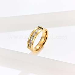 304 Stainless Steel Micro Pave Cubic Zirconia Finger Rings&nbsp;FS-WGAD461-17