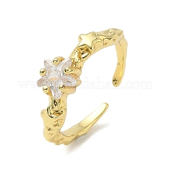 Brass Micro Pave Cubic Zirconia Cuff Open Rings&nbsp;RJEW-C163-20G