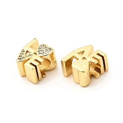 Brass Micro Pave Clear Cubic Zirconia European Beads&nbsp;KK-P344-03G