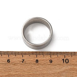 201ステンレススチールワイドバンド指輪  PVD真空メッキ  長持ちメッキ  ステンレス鋼色  8mm  内径：18mm&nbsp;RJEW-K252-02F-P