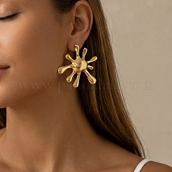 女性用合金スタッドピアス  花  ゴールドカラー  72x80mm&nbsp;WGF4897-01