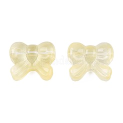 透明なスプレー塗装ガラスビーズ  蝶結び  シャンパンイエロー  14x16x6mm  穴：1mm&nbsp;LS-GLAA-N035-025-C07