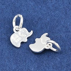 上質な銀の象のチャーム  丸カンとスタンプ999個付き  銀  5x6.5x1mm  穴：3mm&nbsp;STER-A049-02S
