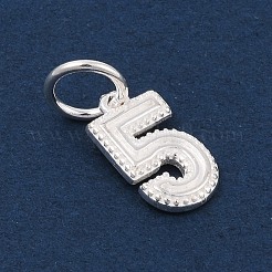 ナンバーシリーズ 925 スターリングシルバーチャーム  スタンプ925個と丸カン付き  銀色のメッキ  5  10.5x6x1.5mm&nbsp;LS-STER-Q002-01F