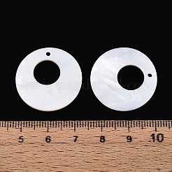 天然淡水シェルのペンダント  リングチャーム  貝殻色  25x2mm  穴：1.6mm&nbsp;LS-SHEL-T020-45B