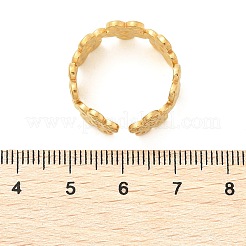 女性用フラワー 304 ステンレス オープン カフ リング  18KGP本金メッキ  9mm  調整可能&nbsp;RJEW-Q006-03D-G
