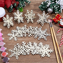 4 スタイルのクリスマステーマ未完成の木製ソリッドディスプレイデコレーション  家の装飾用品  パパイヤホイップ  スノーフレーク  80~81x80~81x69.5~71mm&nbsp;DJEW-WH20002-21C