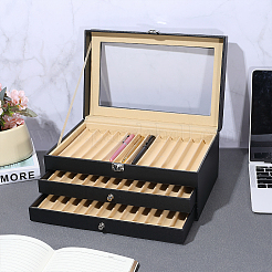 Density Board & PU Leather Pen Display Box&nbsp;OFST-WH0004-062