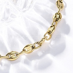 304ステンレススチールコーヒー豆チェーンブレスレット男性用女性用  14KGP本金メッキ  6-5/8インチ（16.8cm）&nbsp;BJEW-G725-06G