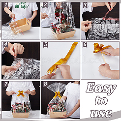 Rectangle Clear OPP Cellophane Candy Packing Bags with Trapezoid Paper Tray and Ribbon&nbsp;AJEW-WH0434-79