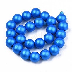 塗られた天然木のビーズ連売り  ラウンド  ドジャーブルー  15~16x14~15mm  穴：3.5~4.5mm  約25個/連  14.25インチ〜14.33インチ（36.2cm〜36.4cm）&nbsp;WOOD-S053-58B