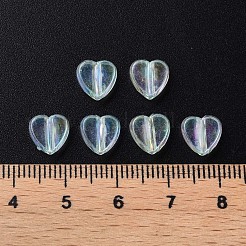 透明なアクリルビーズ  ABカラーメッキ  ハート  アクアマリン  7.5x8x3mm  穴：1.8mm  約3620個/500g&nbsp;MACR-S373-114-C04