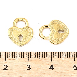 304ステンレススチールチャーム  ハート南京錠チャーム  18KGP本金メッキ  13.5x11x1.8mm  穴：3.5x4mm&nbsp;STAS-A089-33G
