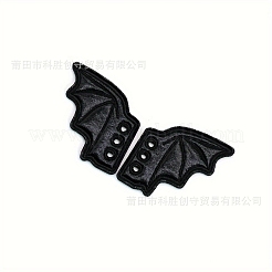 ハロウィンのイミテーションレザーの靴バックル、DIY 靴アクセサリー用  翼  ブラック  72x72mm&nbsp;PW-WG14EA0-01