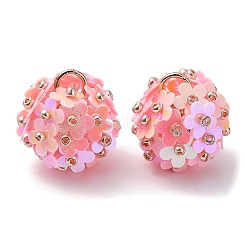 PVCプラスチック パイレット ガラス シードビーズ ペンダント  鉄ループ付き  花のチャーム  ミックスカラー  18x17mm  穴：4.3mm&nbsp;FIND-G058-01