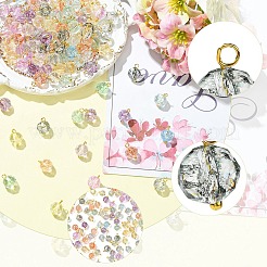 120Pcs 8 Colors Crackle Transparent Glass Pendants&nbsp;PALLOY-YW00175