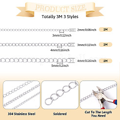 3M 3 Styles 304 Stainless Steel Curb Chains&nbsp;CHS-TA0001-54
