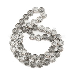 パール光沢メッキ電気メッキガラス透明ビーズ連売り  花  濃いグレー  14x14.5x5.5mm  穴：1.2mm  約45個/連  25.83インチ（65.6cm）&nbsp;EGLA-G037-10A-PL02