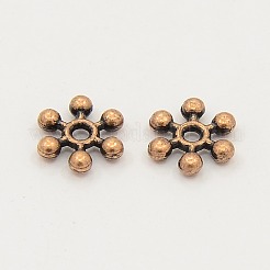混合チベットスタイル合金スノーフレークスペーサービーズ  ミックスカラー  8.5x2.5mm  穴：1.5mm  約1040個/200g&nbsp;TIBEB-X0009