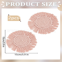 2Pcs Hand-woven Ccotton Thread Cup Mats&nbsp;AJEW-LP0006-37A