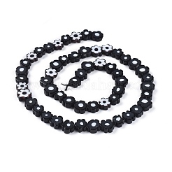 手作りミッレフィオーリガラスビーズ連売り  花  ブラック  6.4~9x3.2mm  穴：1mm  約53~56個/連  15.75''（40センチメートル）&nbsp;X-LAMP-J035-8mm-01