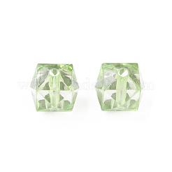 透明なアクリルビーズ  多面カット  キューブ  薄緑  10x11x11mm  穴：2mm  約670個/500g&nbsp;MACR-S373-132-B02