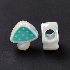 UVメッキレインボー虹色アクリルヨーロピアンビーズ  大穴ビーズ  エナメル  キノコ  ミックスカラー  12.2x12.2x7mm  穴：4mm&nbsp;SACR-E009-28