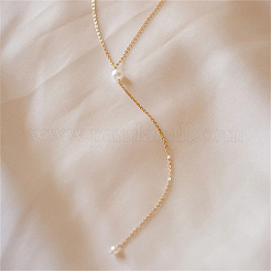 201 Stainless Steel Cable Chains Lariat Necklace&nbsp;PE9205-1