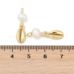 Natural Cultured Freshwater Pearl & Brass Pendants&nbsp;KK-U062-05G