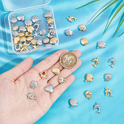 48Pcs 6 Style 304 Stainless Steel Charms&nbsp;STAS-UN0054-81