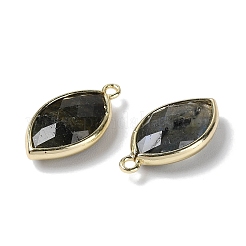 天然石ラブラドライトペンダント  プラチナ真鍮エッジ付き  多面カット  馬の目  22x12x5.5mm  穴：1.8mm&nbsp;X-G-B009-01G-R