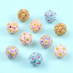 樹脂入り10色ポリマー粘土ラインストーンビーズ5個  DIYジュエリーやペンの装飾に  笑顔の花  ミックスカラー  18~19x19~19.5x19~19.5mm  穴：1.8~2mm  2個/カラー&nbsp;RESI-YW0005-99