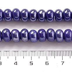 釉薬をかけた磁器製のロンデルビーズ  光沢のあるセラミックビーズ  プルシアンブルー  8.5x5.5mm  穴：1.8mm  約55個/連  28~30cm&nbsp;PORC-Q001-01E