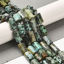 天然アフリカンターコイズ（ジャスパー）ビーズ連売り  シードビーズで  多面カット  コラム  8.5~11x5.5~6.5mm  穴：1mm  約14~15個/連  7.48''（19センチメートル）&nbsp;G-N327-06-29