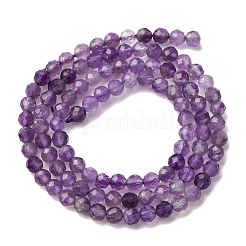 天然石アメジストビーズ連売り  多面カット  ラウンド  4~4.5mm  穴：0.7mm  約91~93個/連  15.35~15.51インチ（39~39.4cm）&nbsp;G-C226-B06-4mm