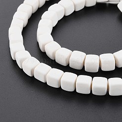 手作り樹脂粘土ビーズ連売り  キューブ  ホワイト  6x6x6mm  穴：1.2mm  約62個/連  14.84インチ〜15.75インチ（37.7cm〜40cm）&nbsp;X-CLAY-T020-09I